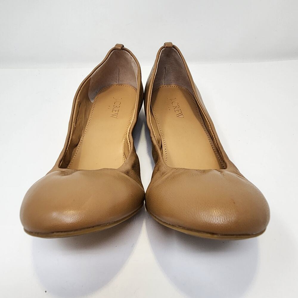 J Crew Women Anya Tan Leather Ballet Flats Size 9 Slip On Shoes Classic Neutral - Picture 3 of 9